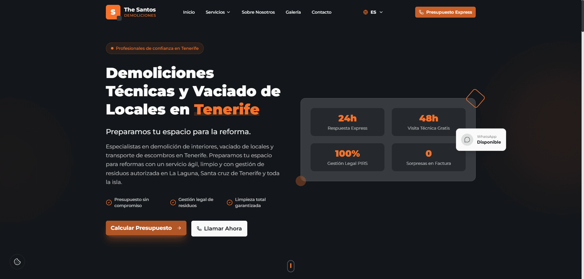 Web de Demoliciones Tenerife en un portátil
